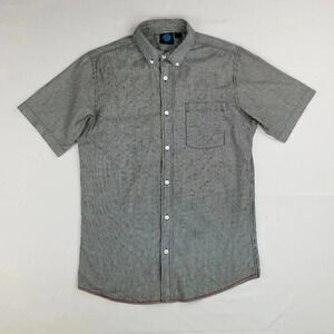 Burnside Black White Striped Short Sleeve Medium